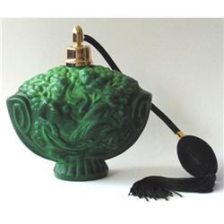 Czech Malachite Glass Cherub & Lady Atomizer #1795130