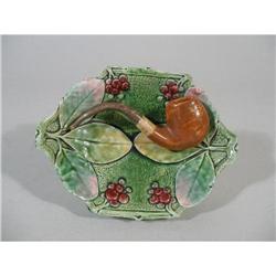 Unique Majolica Pipe Dish, Late Victorian , #1795168