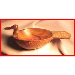 Vintage Wood Effigy Figural Bird Bowl  #1795338