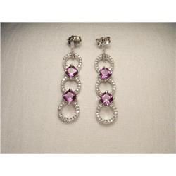 14K WG Gold Amethyst Diamond Drop Earrings #1795384