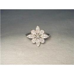 Estate 14K WG White Gold Diamond Flower Ring #1795388