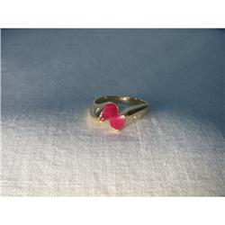 Estate 14K YG Yellow Gold Ruby Diamond Ring #1795393