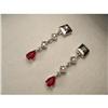 Image 1 : 14K WG White Gold Ruby Diamond Drop Earrings #1795395