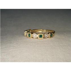 14K YG Diamond Emerald Stacking Band Ring #1795411