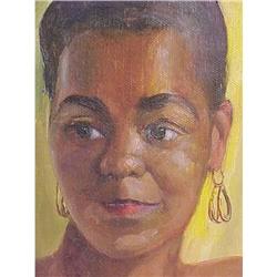 Portrait Painting Beautiful Black Lady Sgd. #1795419