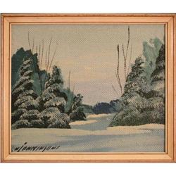 "Snow Covered Evergreens" by a Canadian Artist #1807289