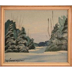  Snow Covered Evergreens  by a Canadian Artist #1807289