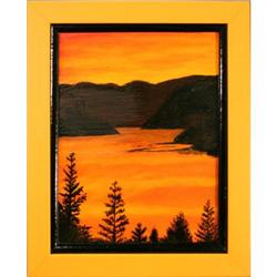 "Lake Sunset with Trees" & "Lake Sunset without#1807290