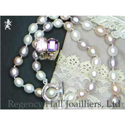 RHJ Stunning soft pastel genuine pearls w/pink #1807319