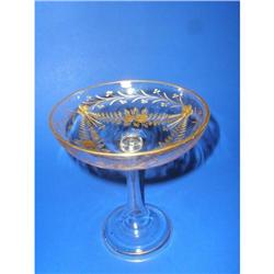 GOLD GILDED ELEGANT GLASS COMPOTE C. 1850 #1807323