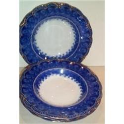 Four Flow Blue Cavendish Rim Soup Bowls #1807638