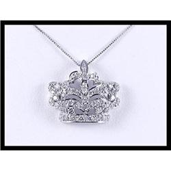 Majestic 14K White Gold Diamond Crown Pendant #1807668