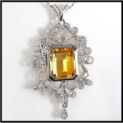 VINTAGE STYLE 18K DIAMOND AND CITRINE PENDANT #1807672