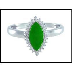 Elegant 14K White Gold Jade and Diamond Ring #1807678