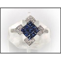 INVISIBLE SET SAPPHIRE DIAMOND RING WAS $800.00#1807685