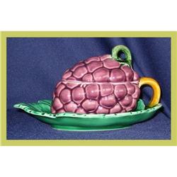 French Majolica Bowl Grape Ceramic #1807735