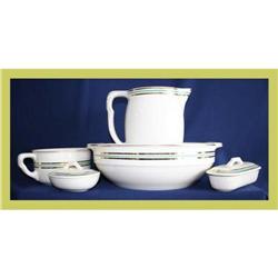 Art Deco Vanity Wash Bowl Basin Set Ceramic #1807737