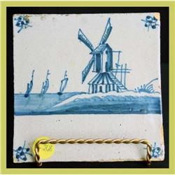 1800s Dutch Ceramic Hand-Painted Blue Delft #1807740