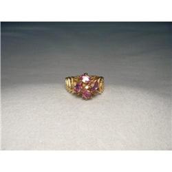 Estate 14K Gold Amethyst Diamond Filigree Ring #1807772