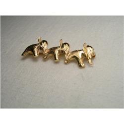 Lovely Estate 14K YG Gold 3 Elephant Brooch Pin#1807804