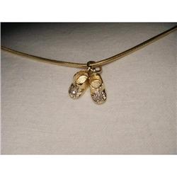 14K Gold Diamond Baby Shoe Shoes Charm Pendant #1807812