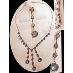 BLUE DECO open back GLASS Festoon CHOKER #1807840