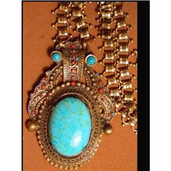 ENAMEL BOOKCHAIN Egyptian Necklace & ER #1807843