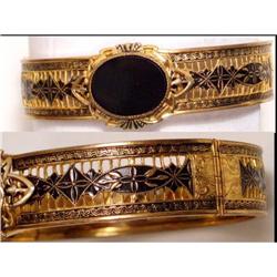 GORGEOUS Victorian mourning enamel bracelet #1807846