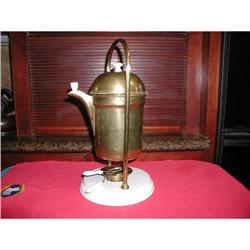 English Brass and Porcelain Tipping Coffee Pot #1807884