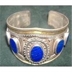 Gold Wash Sterling Lapis Lazuli Tribal Cuff #1807900