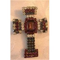 Antique Foiled Rhinestone Paste Cross #1807902