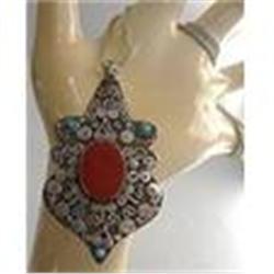 Sterling Silver Turquoise, Coral Pendant #1807906