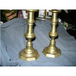 Pr. Antique Brass Push-Up Candlesticks #1807915