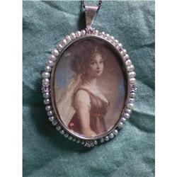 Miniature in silver framed by pearls and  4  #1807997