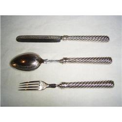 Birmingham silver spoon, fork and knife #1808012