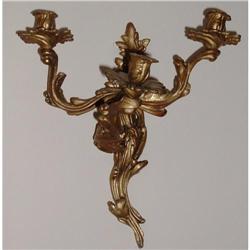 Pair Bronze 3-Arm Wall Candelabra Sconces #1808105