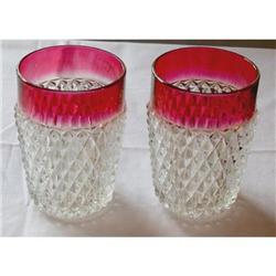 Diamond Point Cranberry Flashed Tumblers Set #1819465