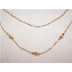 14K Chain Necklace with Gold Beads #1819467