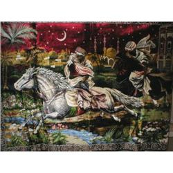 Arabian Lovers Huge Wall Silk Tapestry India #1819469