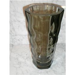 MOSER-HEAVY CRYSTAL VASE-DARK TOPAZ #1819477