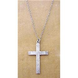 Stg.Engraved Cross & Fine Chain #1819556