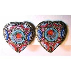 Micro-Mosaic Earrings Antique Heart Shape Pr #1820407