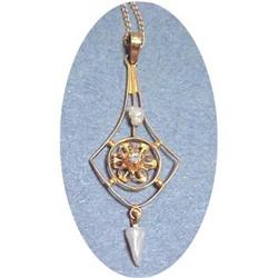 Gold-Diamond-Pearl Pendant Slide_Chain Jewelry #1820416