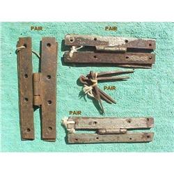 Hand Wrought Iron American  H-Hinges 3 pr 18C  #1820434