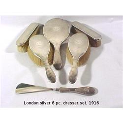 London Silver Dresser Vanity 6 pc Set 1916 #1820448