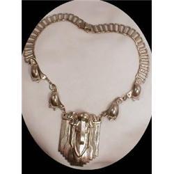 FABULOUS 1920  ART DECO Chrome NEcklace #1820484