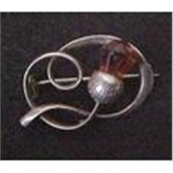 Art Nouveau Silver Thistle Brooch #1820537