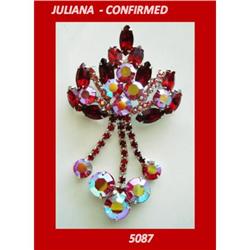 EXQUISITE CONFIRMED ~JULIANA~ RED RHINE. BROOCH#1820539