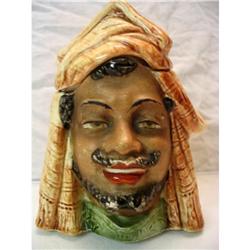 Majolica Humidor Tobacco Jar Arabian Head #1820551