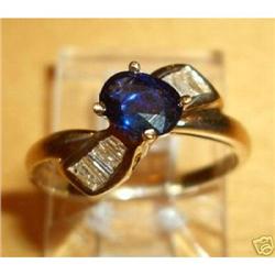 18K Yellow Gold Diamond & Sapphire Ring #1820760